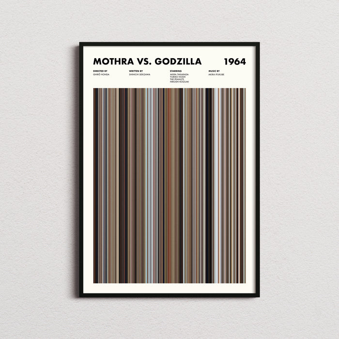 Mothra Vs Godzilla Movie Barcode Poster