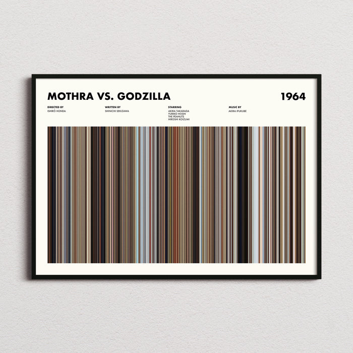 Mothra Vs Godzilla Movie Barcode Poster