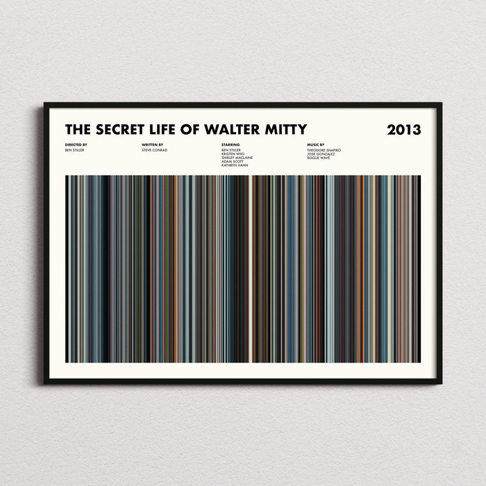 The Secret Life of Walter Mitty Movie Barcode Poster