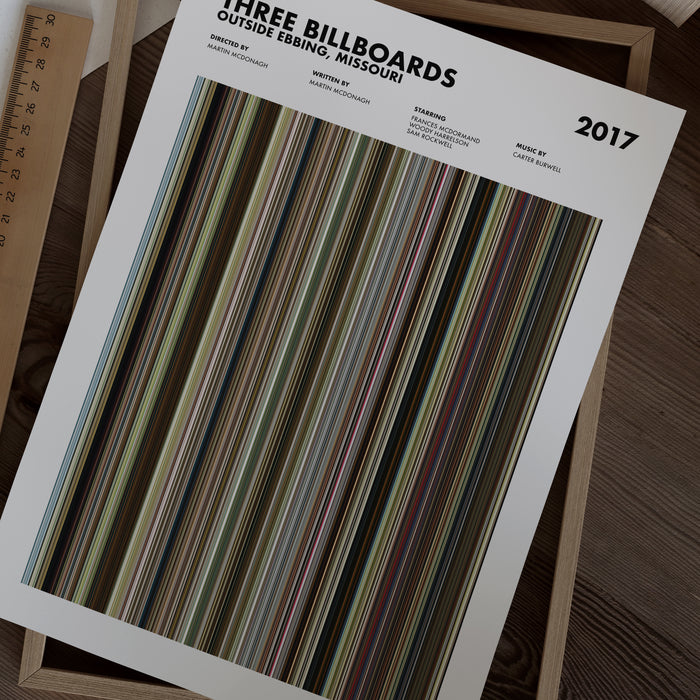 Three Billboards Outside Ebbing Missouri Movie Barcode Poster